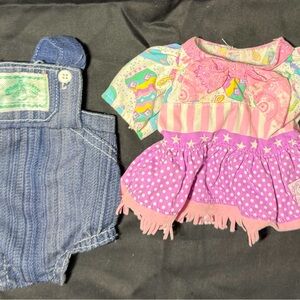 Vibrant Doll Dress and Denim Overall Set